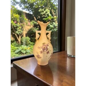 Antique Royal Rudolstadt German Porcelain Vase 7.25" Floral Gold Crown RW Mark